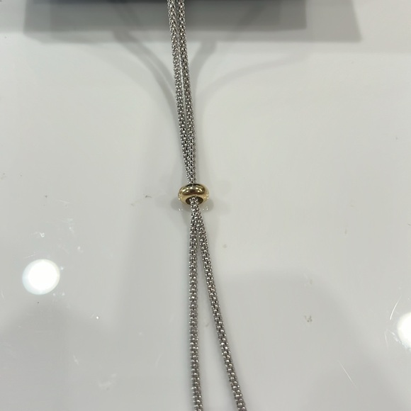 ITALY 14KT LARIAT NECKLACE STAMPED 925 BRAND NEW 9.5 x 10.5 MM FWC PEARLS ADJUST - Picture 4 of 5